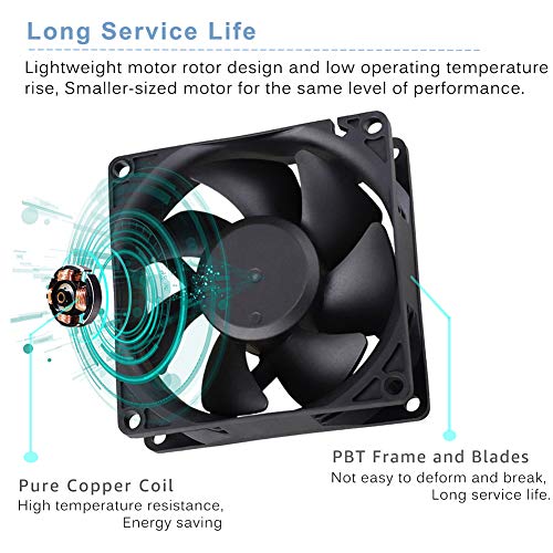 GDSTIME 80mm EC Axial Fan AC 110V 120V 220V Brushless Cooling 80mm x 25mm | AXIAL 8025, Muffin Fan, 80V-240V, 2.5W Low Power, ON/OFF Switch, for Incubators, Tube Amp, DIY Ventilation Exhaust Projects - size: 80x80x25mm