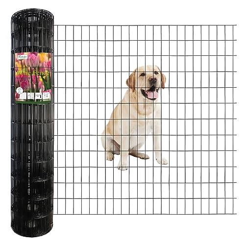 Black PVC Coated Welded Wire Fence 48" x 50' Roll, 2"x4" Mesh, 14 Gauge | Vinyl Coated Garden Fencing, Yard & Pet Barrier, Chicken Wire Fencing, Dog Enclosure Mesh, Vegetable Plant Protector - color: Black, size: 2''x4'' 14GA 48''x50'