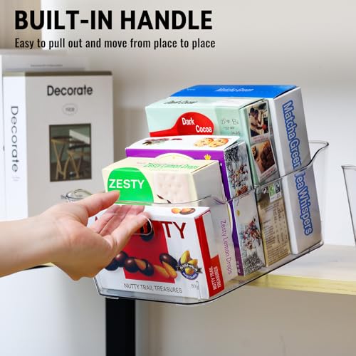 12 PACK Clear Plastic Storage Bins, Kitchen Cabinet Pantry Organizer Bins | Crystal-clear, Thicker, BPA Free, 12 Stickers - Multi-Use Containers for Home, Office, Shelf, Cupboard, Fridge Organization - size: Medium