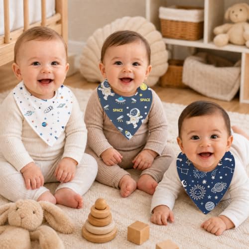 Baby Organic Cotton Teething Cloth Newborn Baby Burp Cloth Bandana Drool Cloth for Drooling Cotton Baby Gifts - color: Space