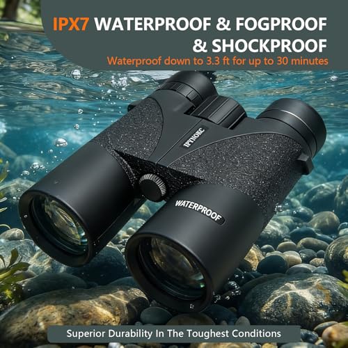 12x42 HD Binoculars for Adults, BAK4 Prism Waterproof Lightweight Binoculars with Low Light Vision for Bird Watching, Hunting, Hiking, Travel, Cruise - size: 12X42