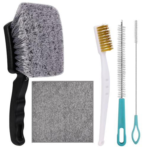 5P Bird Bath Brush Kit, Hard Silk Bristle Bird Bath Cleaner Brush | 1P Hard Silk Bristle Bird Bath Brush, 2P Hummingbird Feeder Scrub, 1P Steel Wire Scrub, 1P Clean-cloth For Bird Bath Cleaner