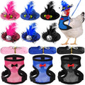 Zhanmai 9 Pcs Chicken Harness and Leash for Hens Funny Chicken Accessories with Leash and Hats for Hens Duck Goose Parrot Small Pet Harness Adjustable Training Walking Supplies (L) - size: L