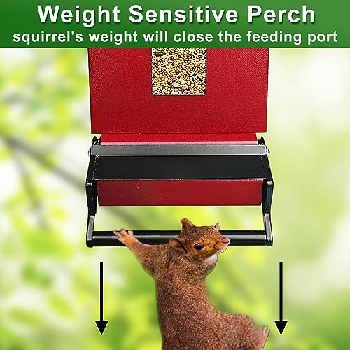 Squirrel Proof Bird Feeders for Outdoors, 6LB Metal Hanging Feeders, Large Wild Feeders for Cardinals, Chickadees, Durable Backyard Feeders (Red) - color: Red