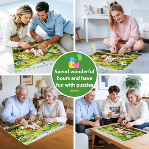 500 Piece Puzzle for Adults,Country Train Station Vintage Hillside Puzzle | Farm Animal Landscape Jigsaw Puzzle 500 Pieces,Great Fit Dust-Free,1:1 Poster,Fun Family Game Home Decor Gift 20.5x15 i - color: Railway