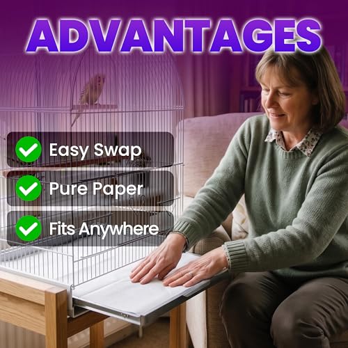 HA SHI Bird Cage Liners, 11 x 17 in, 120 Unprinted Sheets, Absorbent Paper | 120 unprinted newsprint sheets, 11 x 17 in, gray. Ink-free liners for bird cages and small pet enclosures. Trim to fit.