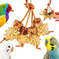 Bonka Bird Toys 1056 Palm & Pod Forage Cluster 5" x 3" Natural Mahogany Pods Palm Flowers Leather Strands for Parrotlets Budgies Lovebirds Small Parrots Cage Enrichment