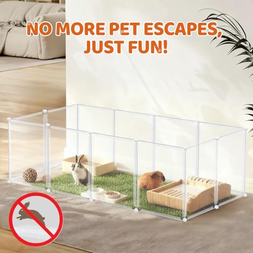 28 Pcs 16.5" H Small Animal Playpen, Indoor Puppy Playpen for Rabbits | Clear Transparent DIY Playpen Panels, 16.5" Tall Anti-Jump Height To Keep Rabbits, Kittens, Chicks And Hamsters Inside - style: 28 Panels