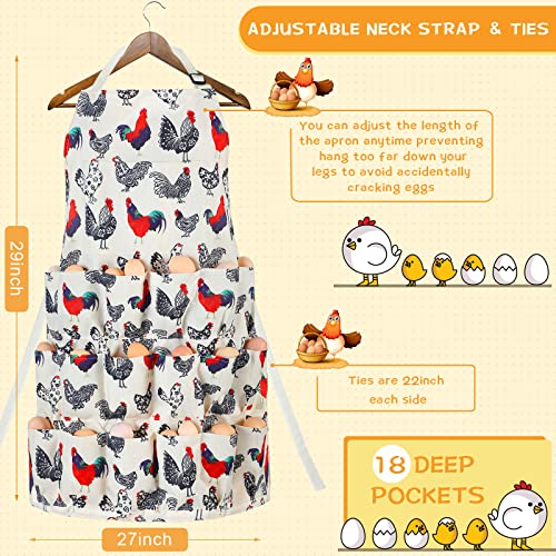 Loopeer 2 Pcs Egg Apron Collecting Apron for Fresh Egg Gathering Adjustable Gathering with Pocket for Gift Women - style: 18 Pockets