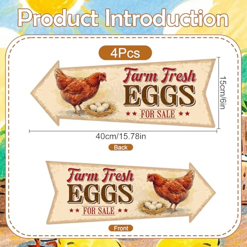 Rngmsi 4PCS Farm Fresh Eggs for Sale Sign, Fresh Eggs Double Sided Sign with 8 Stakes, Waterproof Corrugated Plastic Mark for Yard Business Indoor Outdoor Supplies Home Decor 16 X 6 Inch - color: Eggs Fresh