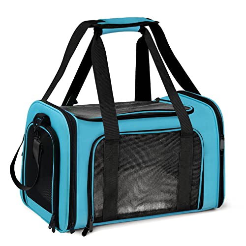 Henkelion Large Cat Carriers Dog Carrier Pet Carrier for Large Cats Dogs Puppies up to 25Lbs, Big Dog Carrier Soft Sided, Collapsible Travel Puppy Carrier - Large - Blue - color: Blue, size: 20.0"L x 13.0"W x 13.0"H