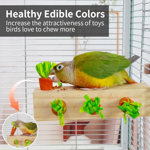 Bird Toys, Bird Chew Toy Cork Wooden Block Parrot Foraging Toys Birdcage Accessories for Conures Parakeets Cockatiels Lovebirds African Grey Macaws (Carrot Cork) - color: Carrot Cork