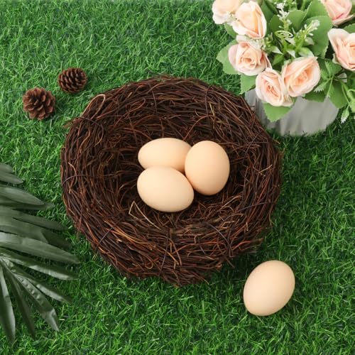 16 PCS 7.87 Inch Artificial Bird Nest for Crafts, Handicraft Rattan Bird's nest, Small Bird Nest, Bird's Nest Decorating Kit for Holiday, Table, Garden, DIY Terrarium Decor