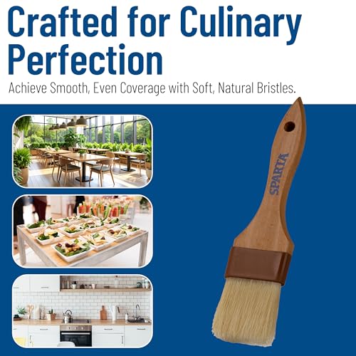 SPARTA Kitchen Basting Brush – 4037400 Basting Brush for Cooking Flat Boar Bristle Brush, Hardwood Handle for Kitchens, Restaurants, Catering, High Heat Food Prep, 2in, Pack of 12 - size: 2" Wide Flat Brush