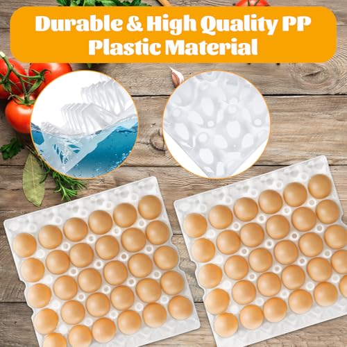 12 Pack Plastic Egg Tray 30 Count Stackable Bulk Egg Cartons Racks Organizer Plastic Egg Trays Crate for Packing, Storing, Sorting, Shipping, White