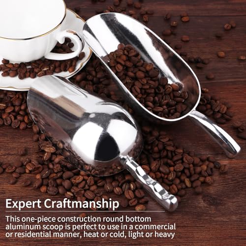 12 Oz Cast Aluminum Bar Ice Scoop Suitable for wedding, buffet (Silver-2pc) - color: Silver-2pc
