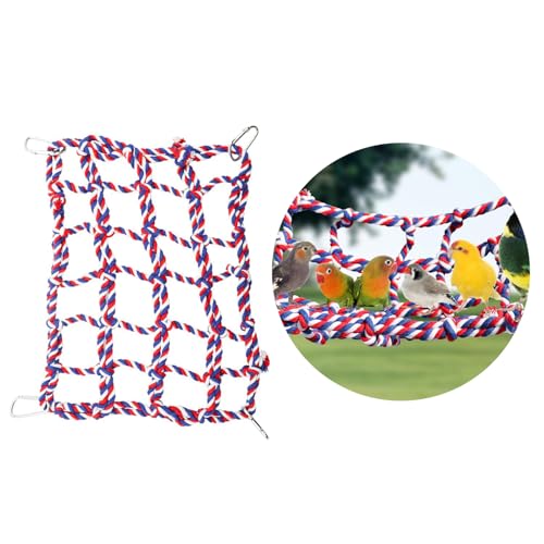 2PCS 12.5 Inch Yellow Red Woven Climbing Net Hammock Net with Stainless Steel Hook Climbing Toys Suitable for Bird Hamsters Guinea Pigs