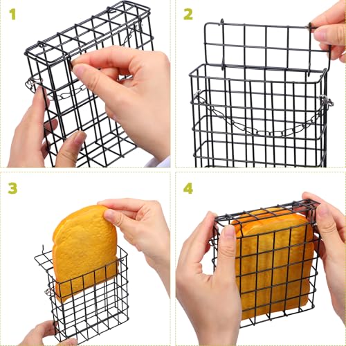 6 Pack Suet Bird Feeders, Outdoor Hanging Metal Cage for Wild Birds, Single Suet Cake Capacity, Garden and Yard Decor