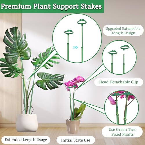 Extendable Plant Stakes,Length Scalable From17.5to30.1IN Plant SupportStake | 7Pack Orchid Sticks with Clips for Indoor Outdoor,Garden Stakes for Plant, Tomato, Vegetables, Monstera, Vine, Potted Plants - size: 30.1Inches 7Pack