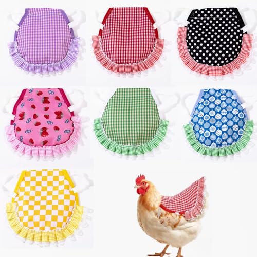 7PCS Chicken Saddle for Hens, Waterproof Printed Hen Saddle for Chickens, Chicken Apron Clothes for Poultry Protector Wing Back Feather Fixer Supplies(Fits Large Medium Size) - color: CHINCKEN CLOTHES-1