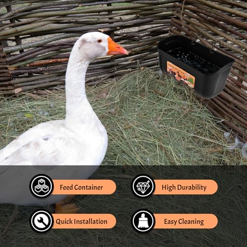 Cieex 3 Pack Hanging Chicken Feeder, Duck Feeder for Outside with Clips | Water Trough for Duck Goose Goat Pig Deer, Durable Poultry Feeding Water Container, Durable & Reusable