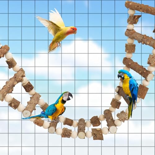 Bird Parrot Ladder Bridge Toy, Bird Swing Toy, Natural Pepper Wood Hanging Pet Chewing Toy, Rat Hamster Climbing Toys, Cage Accessories for Bird Parrot Rat Squirrel Sugar Gliders - size: 59.1 × 3.9 Inch