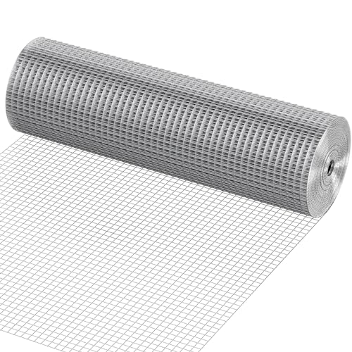 VEVOR Hardware Cloth, 1/2 inch 24in x 50 ft 19 Gauge, Hot Dipped Galvanized Wire Mesh Roll, Chicken Wire Fencing, Wire Mesh for Rabbit Cages, Garden, Small Rodents - size: 24'' x 50'