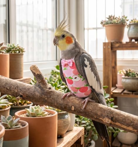 4 Pcs Parrot Diaper, Reusable Cockatiel Diaper with Waterproof Inner | Cotton Bird Clothes Diaper for Parakeet Cockatiel Mini Chicken Duck (4.7 x 2.8 In)