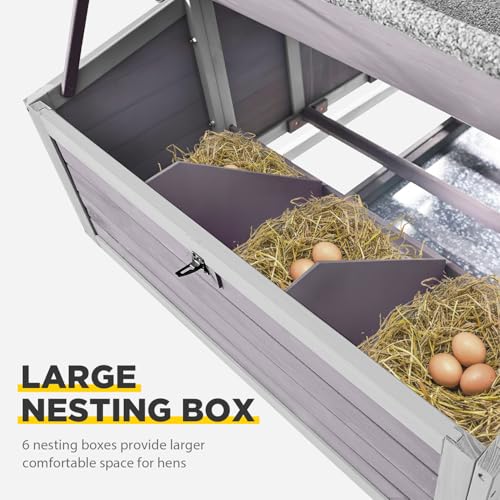 Aivituvin Chicken Coop with Wheels Large Poultry House with Two Nesting Boxes Outdoor Wooden Hen cage - size: 67.0"L x 39.8"W x 49.5"H