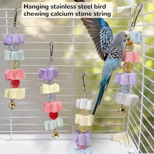 6Pieces Parrot Beak Trimmer Bird Beak Grinding Stone Teeth Lava Block Mineral Calcium Rock Chewing Toys with Bell for Parakeet Conure Budgies Rabbit Chinchilla Hamster - size: 6Pieces