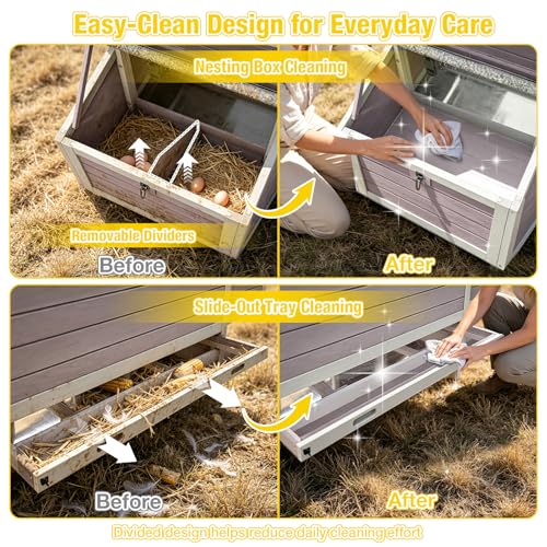 Aivituvin Chicken Coop Outdoor Duck House with Large Run and Two Sided Nesting Boxes for 4-6 Chickens 103" L - size: 103.0"L x 67.0"W x 28.0"H
