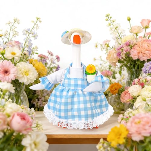 JcHrmers Gardener Desk Goose Outfits 7 Inch Mini Goose Hat Flower Pot Shovel Dress for Spring Magnetic Desk Goose Statue Decor