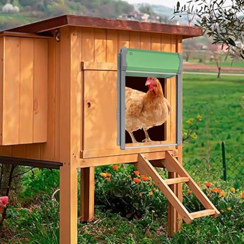 Solar Powered Automatic Chicken Coop Door with Remote Controller, Aluminum Waterproof Auto Chicken Door Opener for Outdoor Hen Poultry House