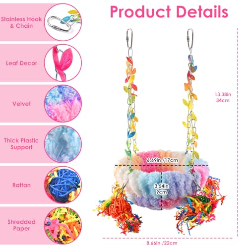 KATUMO Parakeet Nest, Parrot Breeding Bed Conure Snuggle Nest Cockatiel Swing Bed for Small Pets, Size Large - color: Pink, size: 6.7"L x 6.7"W x 3.5"Th