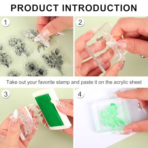 Whaline 5 Sheets Wildflower Clear Stamps Floral Leaves Butterfly Silicone Transparent Stamps for DIY Craft Card Making Scrapbooking Embossing Album Decor - style: Wildflower