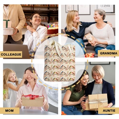 Cartoon Canvas Tote Bag, Gifts for Women Men Birthday Christmas Reusable Tote Shoulder Bag for Grocery Shopping 01 - color: Bird 641