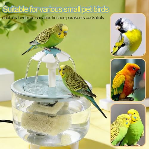 kathson Parrot Bathtub,Automatic Bird Bath Shower,Parakeet Bath Tub with Petal Circulating Filter Fountain Birds Cage Bathing for Small Medium Parrots Lovebirds Conures Finches Cockatiels Budgie, Blue