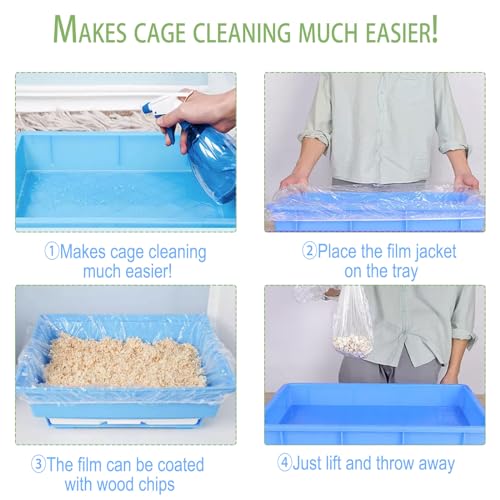30 Pcs Large Rabbit Cage Liner Disposable Bunny Cage Liner Bag 34'' X 22''- Clear Elastic Pet Toilet Film Small Animal Tray Covers for Bunnies Ferrets Chinchillas Birds - Leak Proof & No Mess
