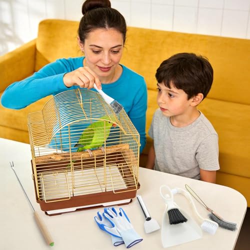 7 Pcs Bird Cage Cleaning Supplies Bird Cage Cleaner Brush Kit