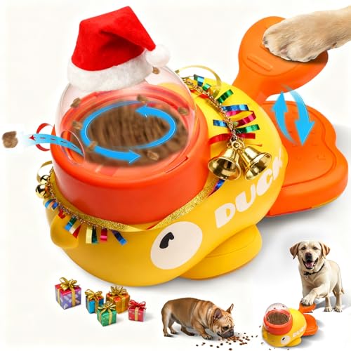 Duck Dog Slow Feeder Puzzle Toy, 3 Adjustable Openings, Treat Dispenser | Fits different kibble sizes with 3 adjustable openings to encourage slower eating, mental stimulation, and interactive play