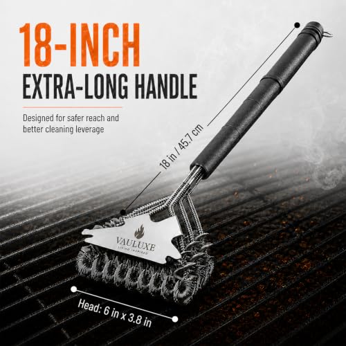18 Inch Bristle Free Grill Brush, BBQ Cleaner with Spiral Spring Head, Steel Scraper