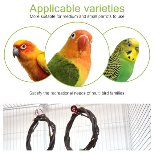 6-Ring Bird Swing Toy,Bird Swing for Cage,Hanging Bird Rope Perch Toy,for Parakeets,Lovebirds,Cockatiels, Sugar Glider Toys and Cage Accessories(DIYjute) - color: DIYwood