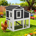 Chicken Coop for 2-4 Chickens, Chicken Run, Wooden Hen House | Asphalt Openable Roof, Non-Slip Ramp, Nesting Boxes,Pull-Out Removable Tray, Ideal for Backyard Outdoor Use - color: White