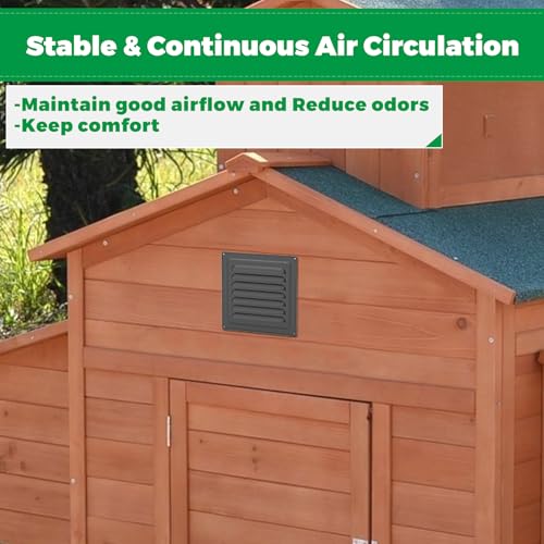 Forestchill Air Vent Louver for Chicken Coop, 6" x 6" Air Vent Grille with Built in Screen Mesh, Louvered Exhaust Grille for Chicken Coops Ventilation, Black