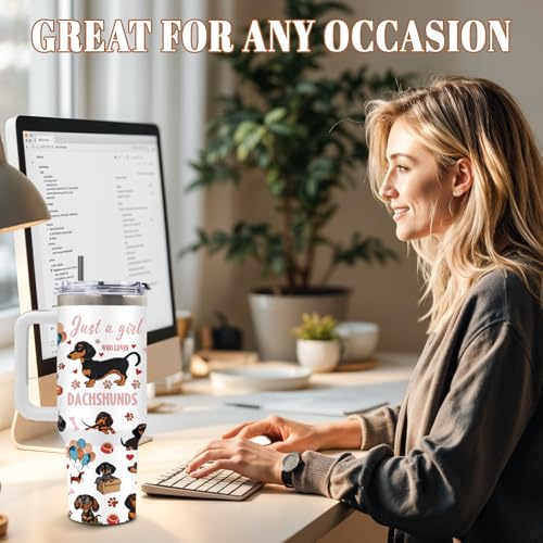 DUUV Dachshund Tumbler 40oz, Insulated Dachshund Gifts for Women Girl | Cute Weiner Dog Tumbler Leakproof, Weiner Dog Gift for Dogs Lover, Graduation Birthday Gift for Mom Friend Women, 1 Pack - color: Dachshund