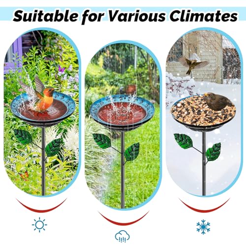4 PCS Metal Bird Baths for Outdoors, Small Garden Bird Bath with Metal Stake, Hummingbird Feeder for Yard Lawn Decoration (Retro Double Color Splicing) - color: 4P - Retro Double Color Splicing