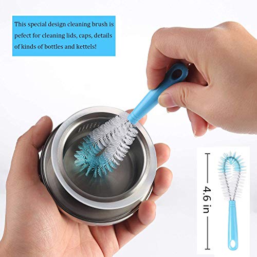 ALINK 8-Pack Bottle Cleaning Brush Set - Long Handle Bottle Cleaner for Washing Narrow Wine/Beer Bottle, Thermos, Hummingbird Feeder, Sport Well, Plus Kettle/Straw Brush - color: Blue