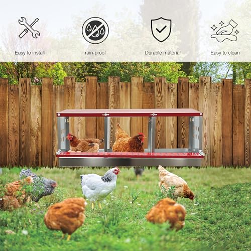 XINYI Chicken Nesting Boxes for Laying Eggs, Metal Coop for 3 Chickens,Roll Away Nesting Boxes,Easy Egg Collection, Brooder Box for Rabbit, Squirrel, Parakeet, Owl, Cockatiel, Robin - size: 33.0"L x 13.0"W x 12.6"H