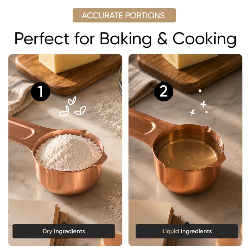 Color Up 2 Cup Measuring Cup, 480ml Copper Stainless Steel Metal Measuring Scoop, Easy-Pour Spouts, Engraved Markings, for Dry & Liquid Ingredients - size: 2 Cup (480 ml) Copper