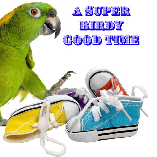 5604 Pk4 Sneaker Shredders by M&M - Mini Cotton Canvas Rubber Sole Aglet Lace Foot Toy, Easy to Stuff with Material, Perfect for Parrot Parrotlet Budgie Cockatiel African Grey